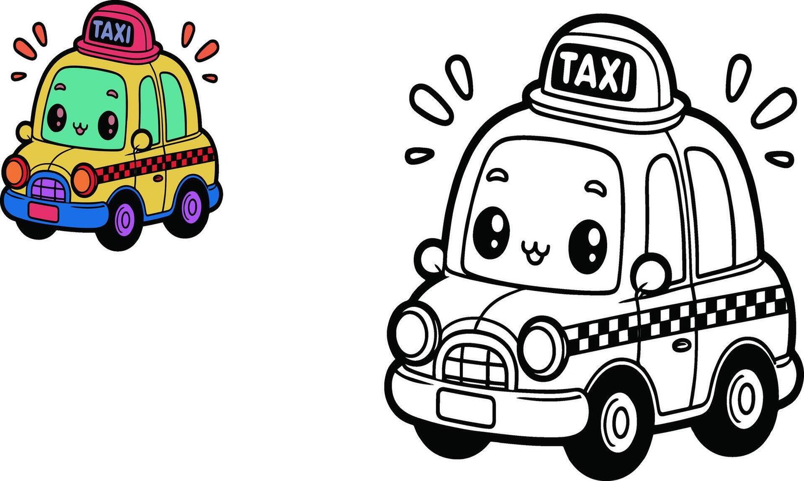 colorazione libro per bambini, Taxi vettore con colorato campione