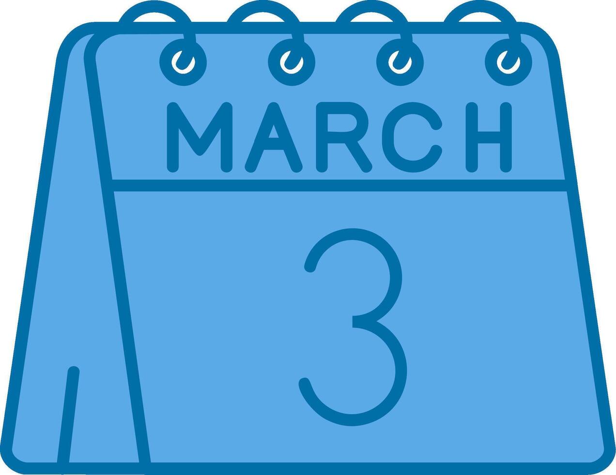 3 ° di marzo blu linea pieno icona vettore