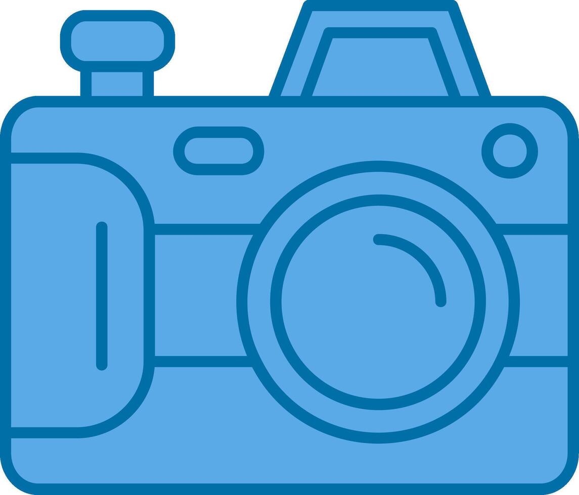 telecamera blu linea pieno icona vettore