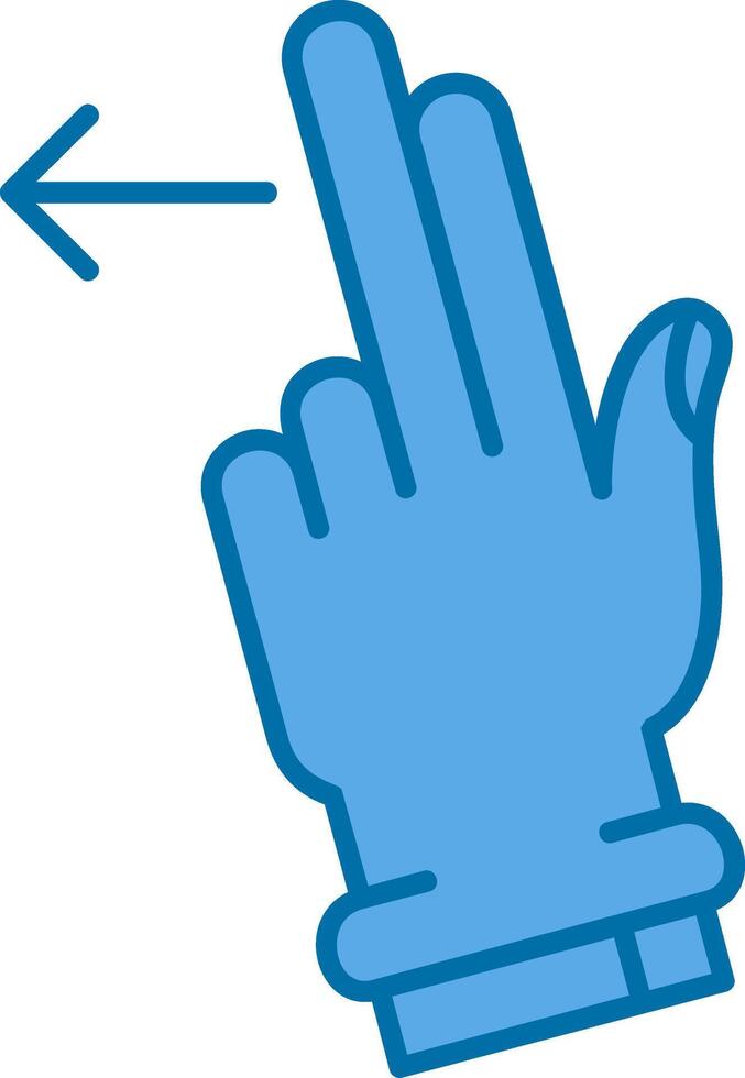 Due dita sinistra blu linea pieno icona vettore