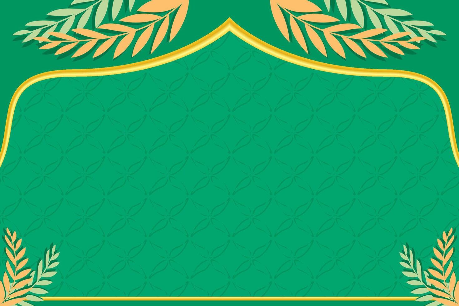 verde islamico pianura sfondo con foglia ornamenti vettore