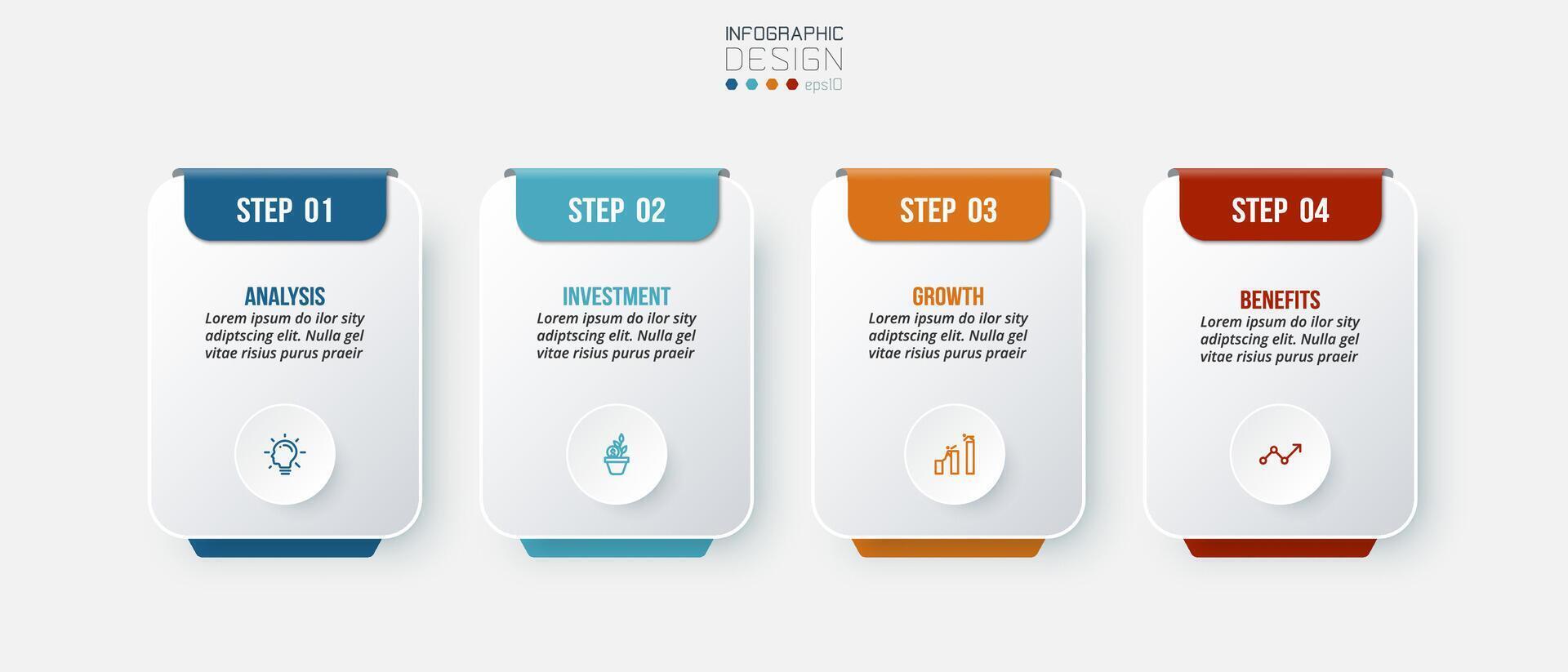 concetto di business modello infografica con passo. vettore