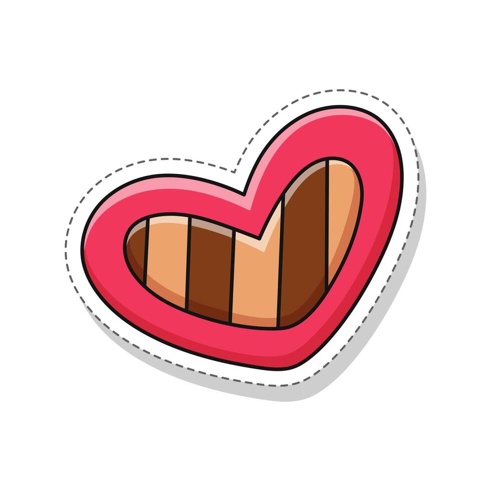 cioccolato cuore scatola San Valentino tema etichetta illustrazione vettore