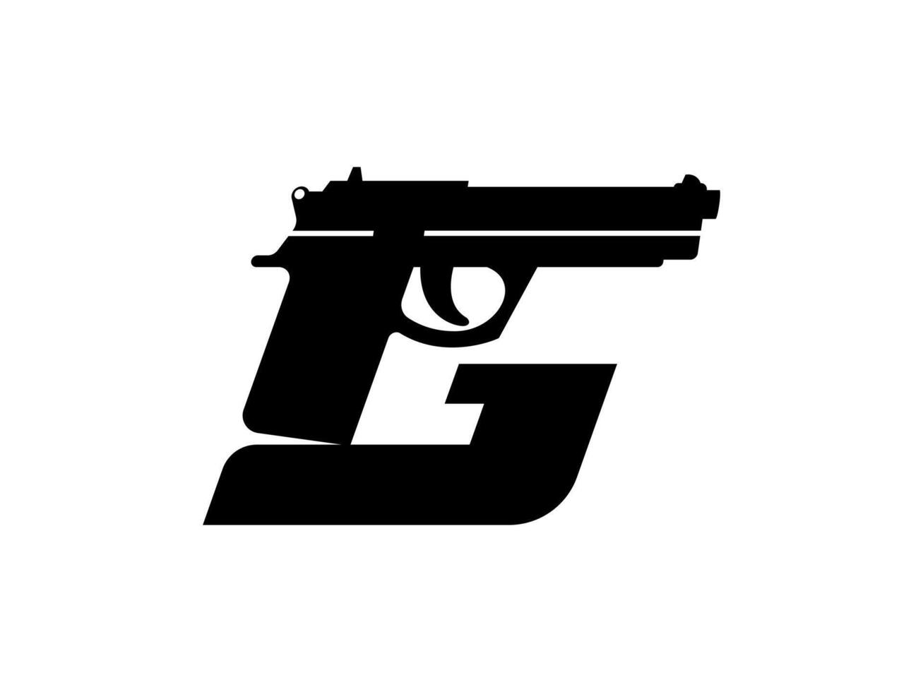 g pistola logo disegno, creativo minimo lettera g pistola logo icona, pistola allegato nel lettera g vettore