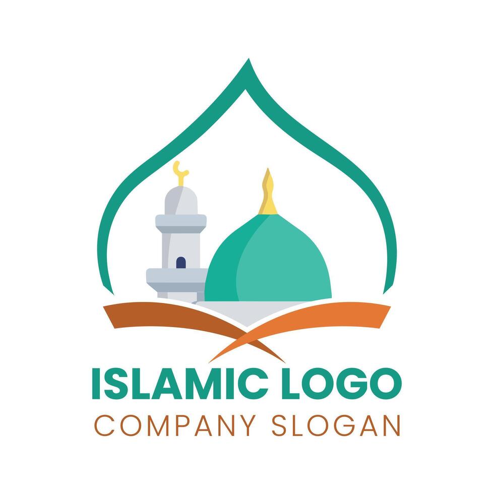 islamico logo modello, nastro islamico cupola palazzo logo design modello. moschea logo idee. ispirazione logo design. modello vettore illustrazione.