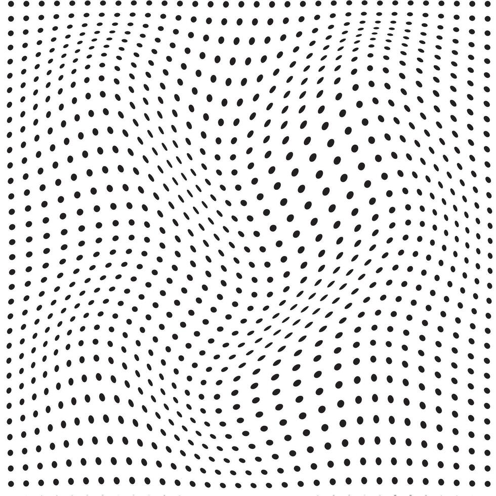 astratto nero colore piccolo polka punto ondulato distorcere modello su bianca sfondo vettore
