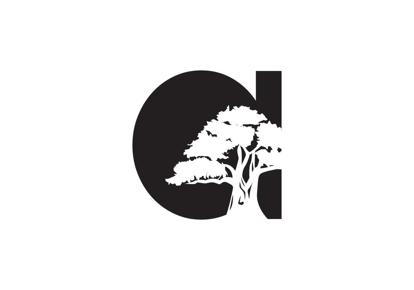 astratto un' logo lettera e albero rami con verde, Nero, bianca. albero lettera design con minimalista creativo stile. vettore