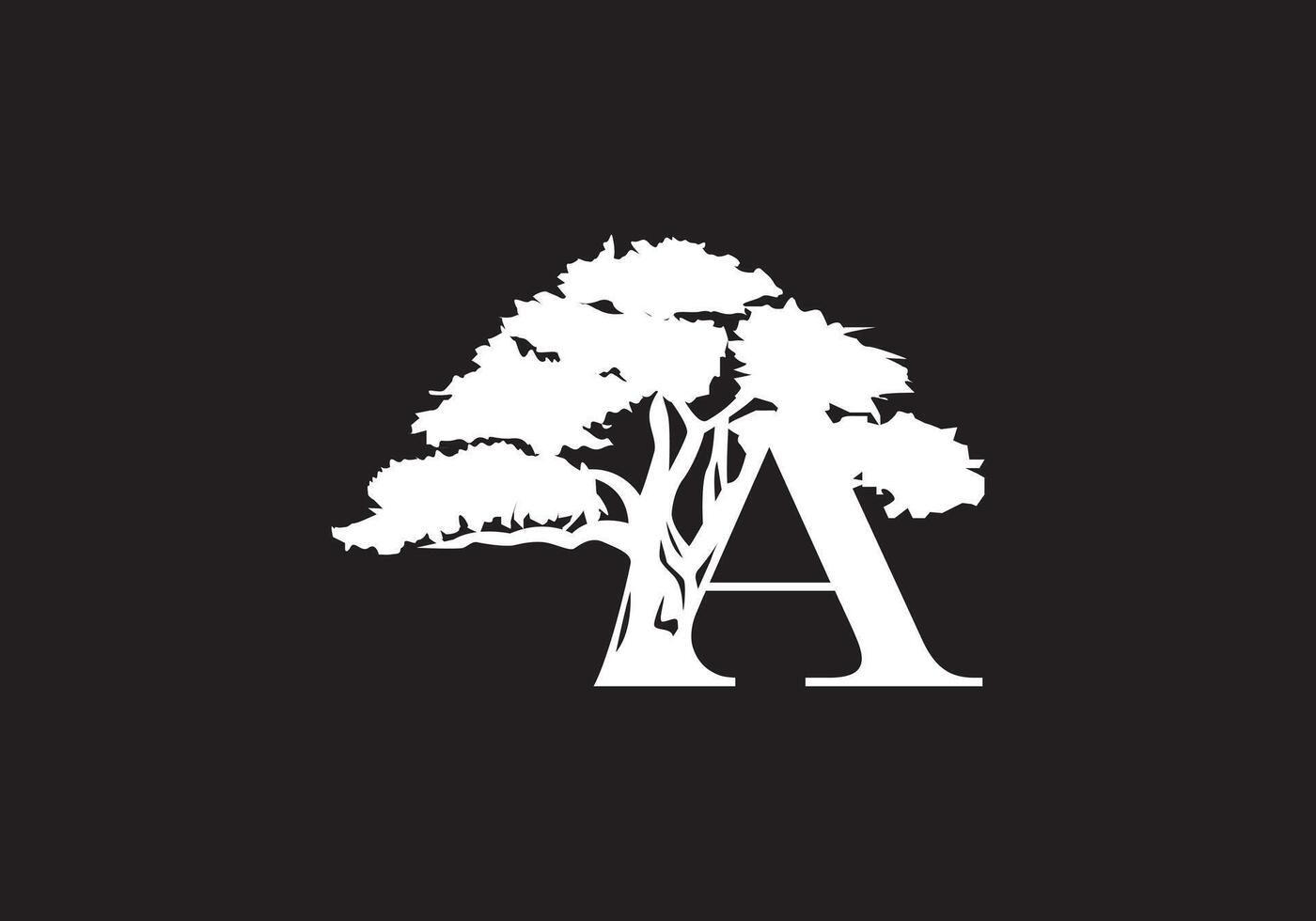 lettera un' albero logo ,albero loghi, scritte, tipografico logo, albero e un' logo, foglia e alfabeto logo. vettore