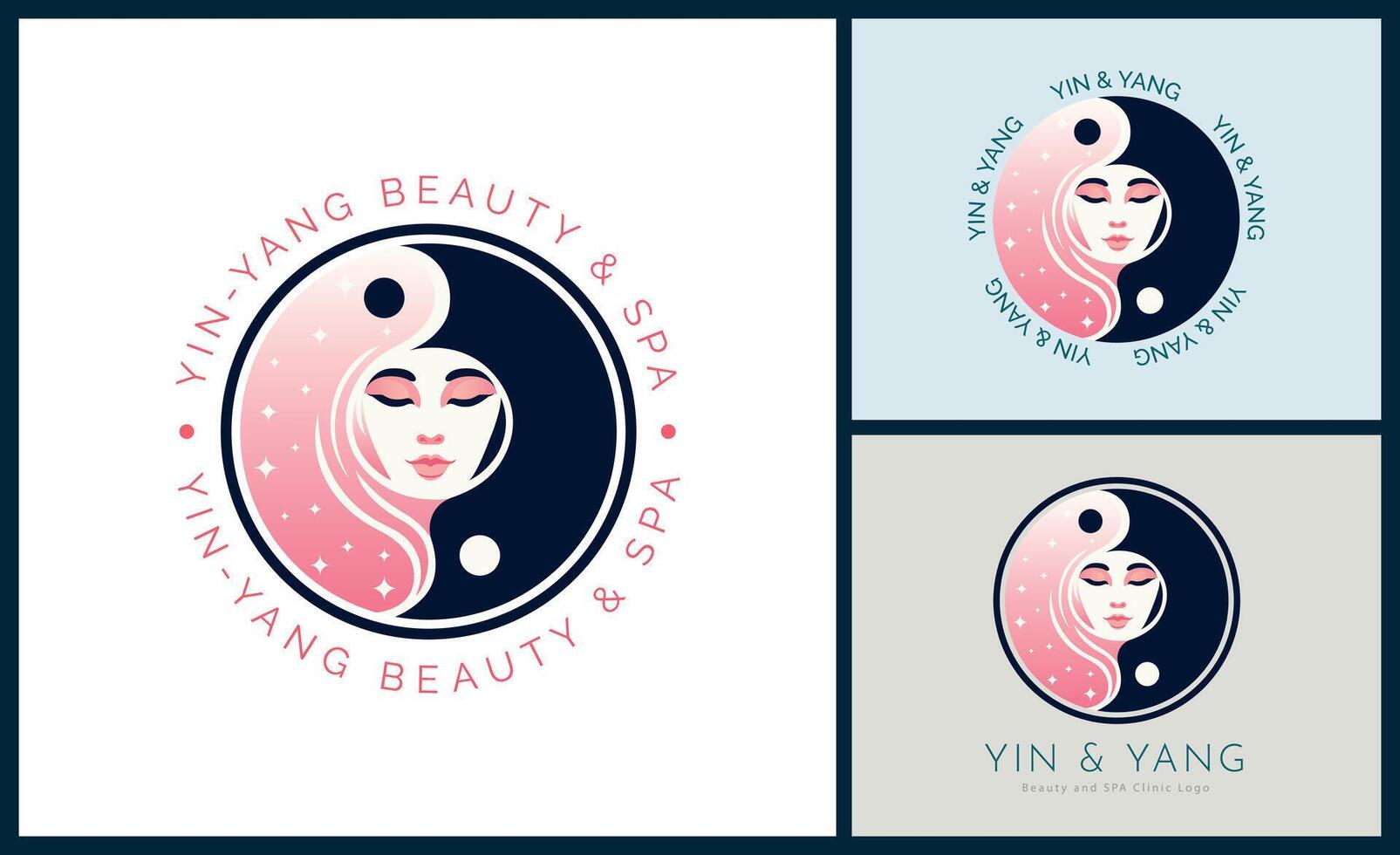 yin e yang donna viso bellezza estetica salone terme logo modello design per marca o azienda vettore