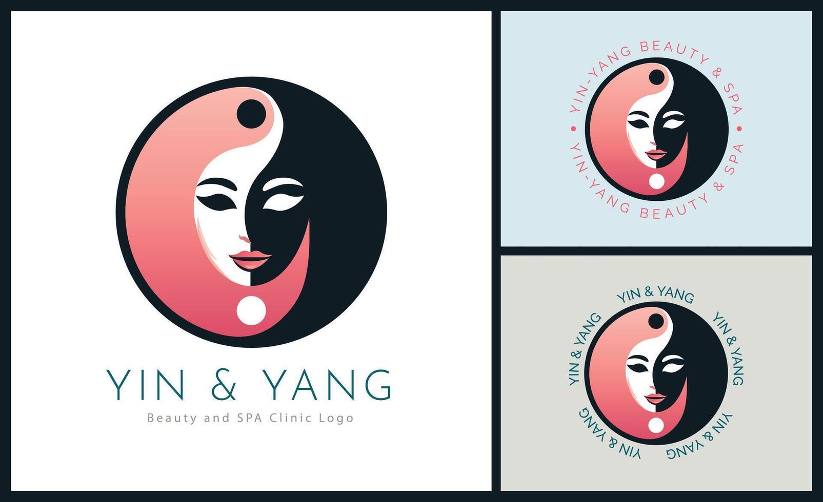 yin e yang donna viso bellezza estetica lusso salone terme logo modello design per marca o azienda vettore
