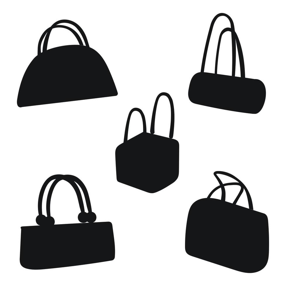 silhouette di un' donna Borsa, borsetta, borsa, frizione, bagaglio, Bagaglio vettore