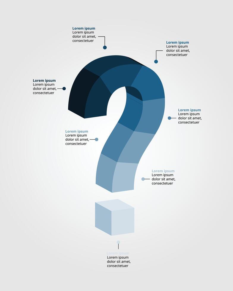 domanda marchio 7 passo modello per Infografica per presentazione per 7 elemento vettore