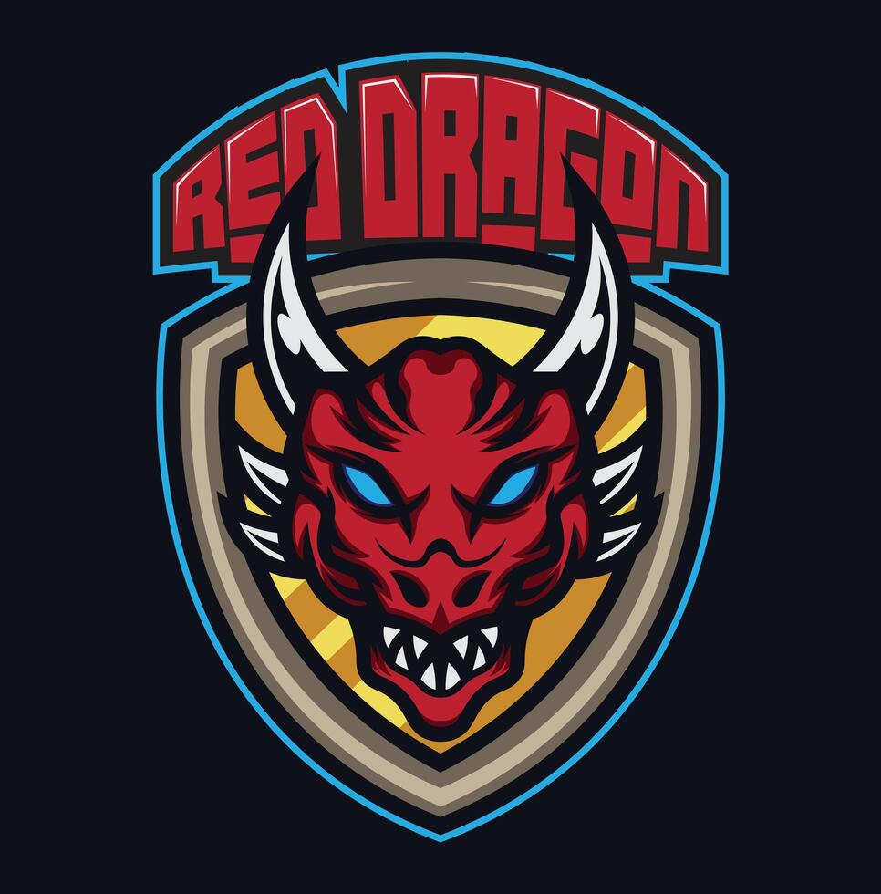 Drago esport logo per gioco squadra vettore