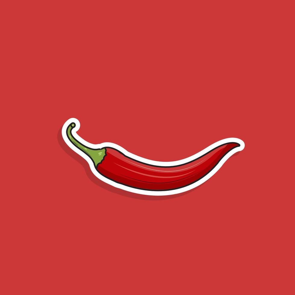 vettore illustrazione rosso chili etichetta, cartone animato