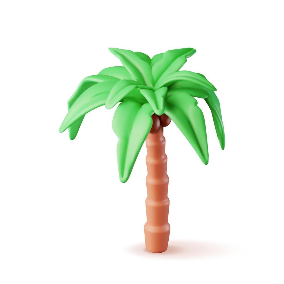 3d palma tropico pianta isolato su bianca. rendere palma giungla albero icona. tropicale verde palma. giungla le foglie. Noce di cocco palma, mostri. naturale foglia, esotico rami albero. vettore illustrazione