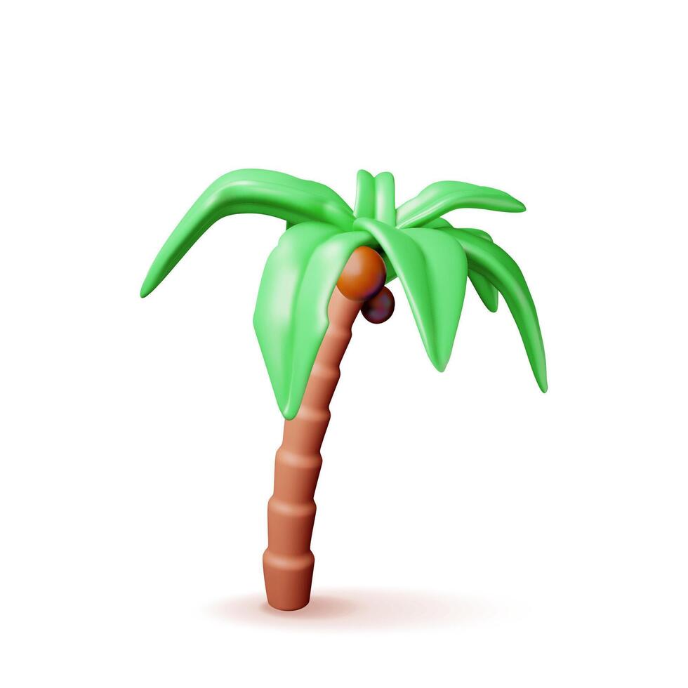 3d palma tropico pianta isolato su bianca. rendere palma giungla albero icona. tropicale verde palma. giungla le foglie. Noce di cocco palma, mostri. naturale foglia, esotico rami albero. vettore illustrazione