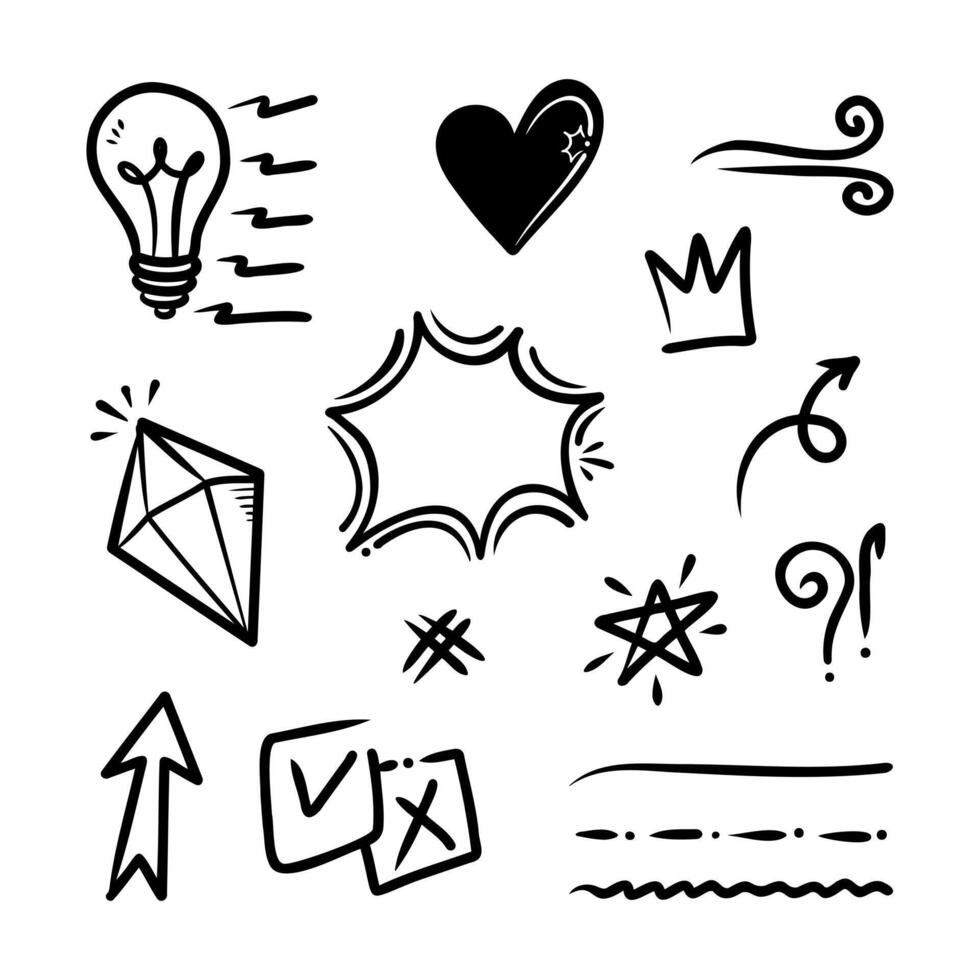 set vettoriale di elementi doodle, per il concept design.