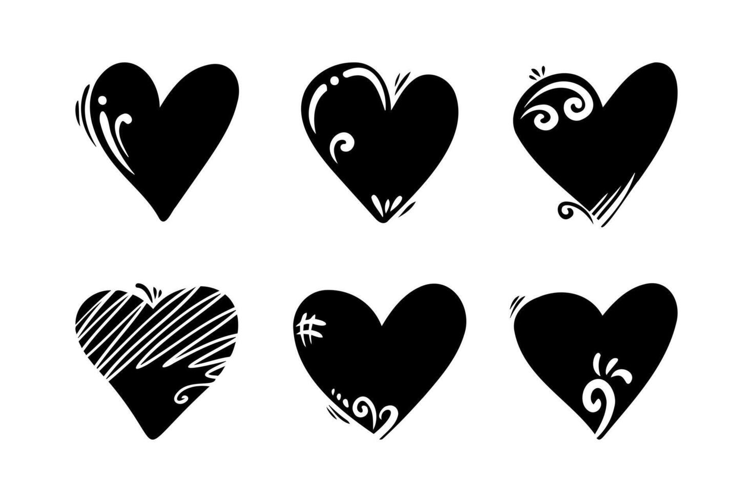 doodle del cuore, amore, illustrazione vettoriale. vettore