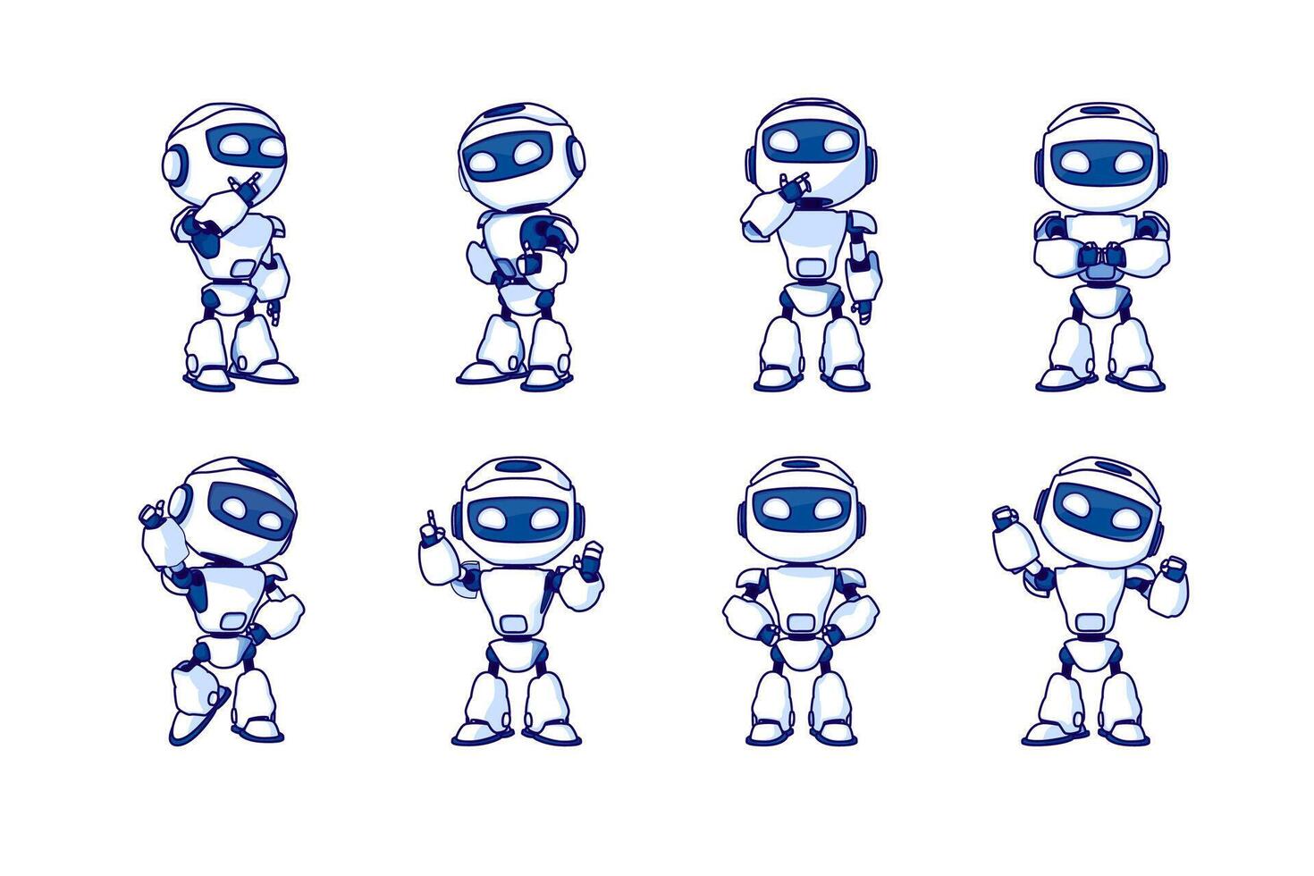 robot personaggio impostato per il animazione con vario pose. vettore illustrazione.