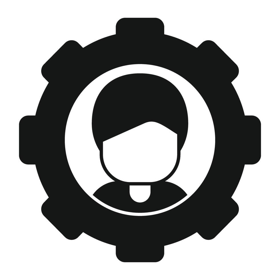 Ingranaggio persona progetto icona semplice vettore. persona opera squadra vettore