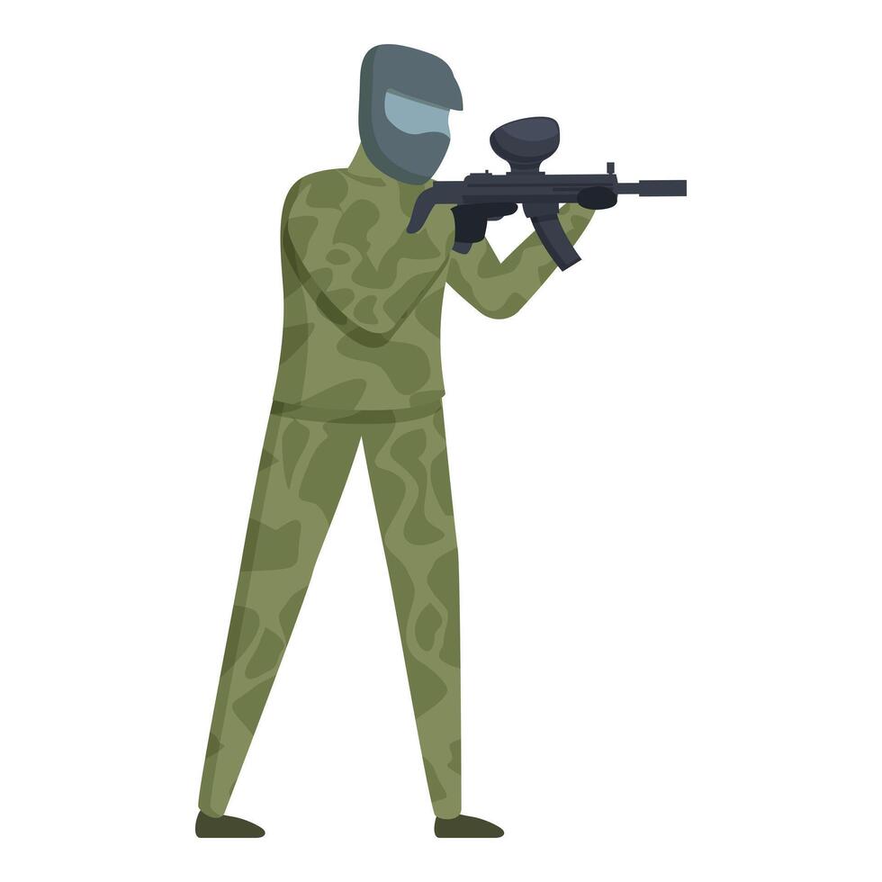 militare paintball giocatore icona cartone animato vettore. protezione veste vettore