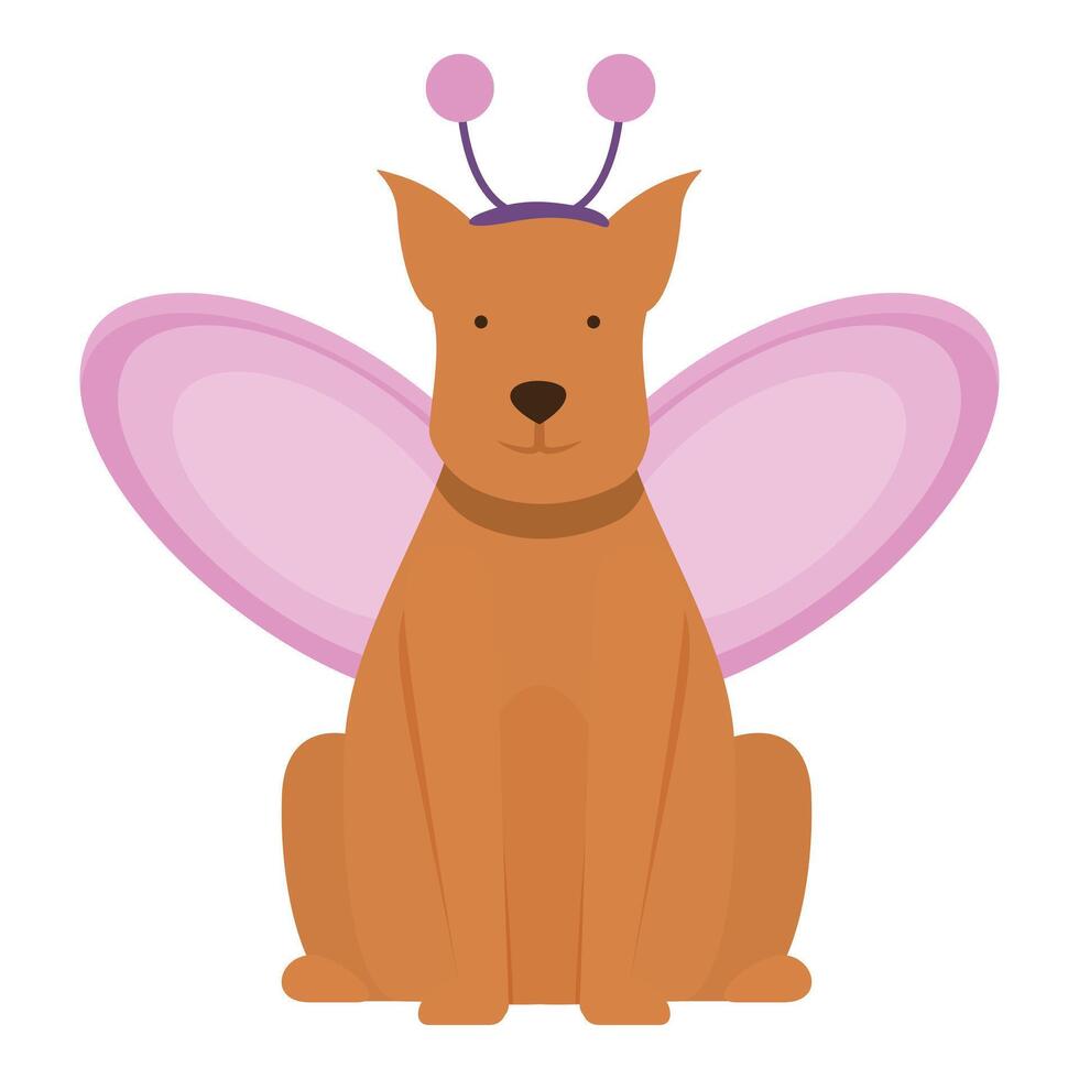 cane farfalla animale domestico icona cartone animato vettore. vacanza costume vettore