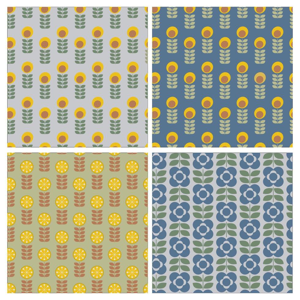 scandinavo design senza soluzione di continuità modello astratto dente di leone stampabile sfondo floreale modello nordico scandi stile sfondo struttura cmq retrò medio secolo moderno digitale Scarica giallo Marina Militare arte vettore