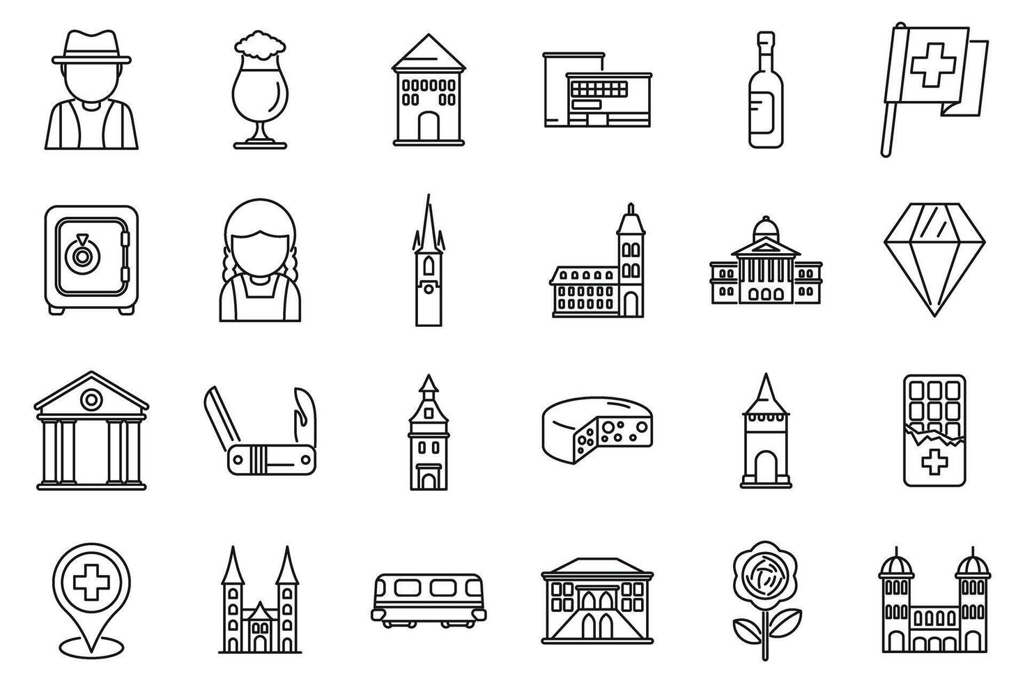 Berna icone impostato schema vettore. città capitale vettore