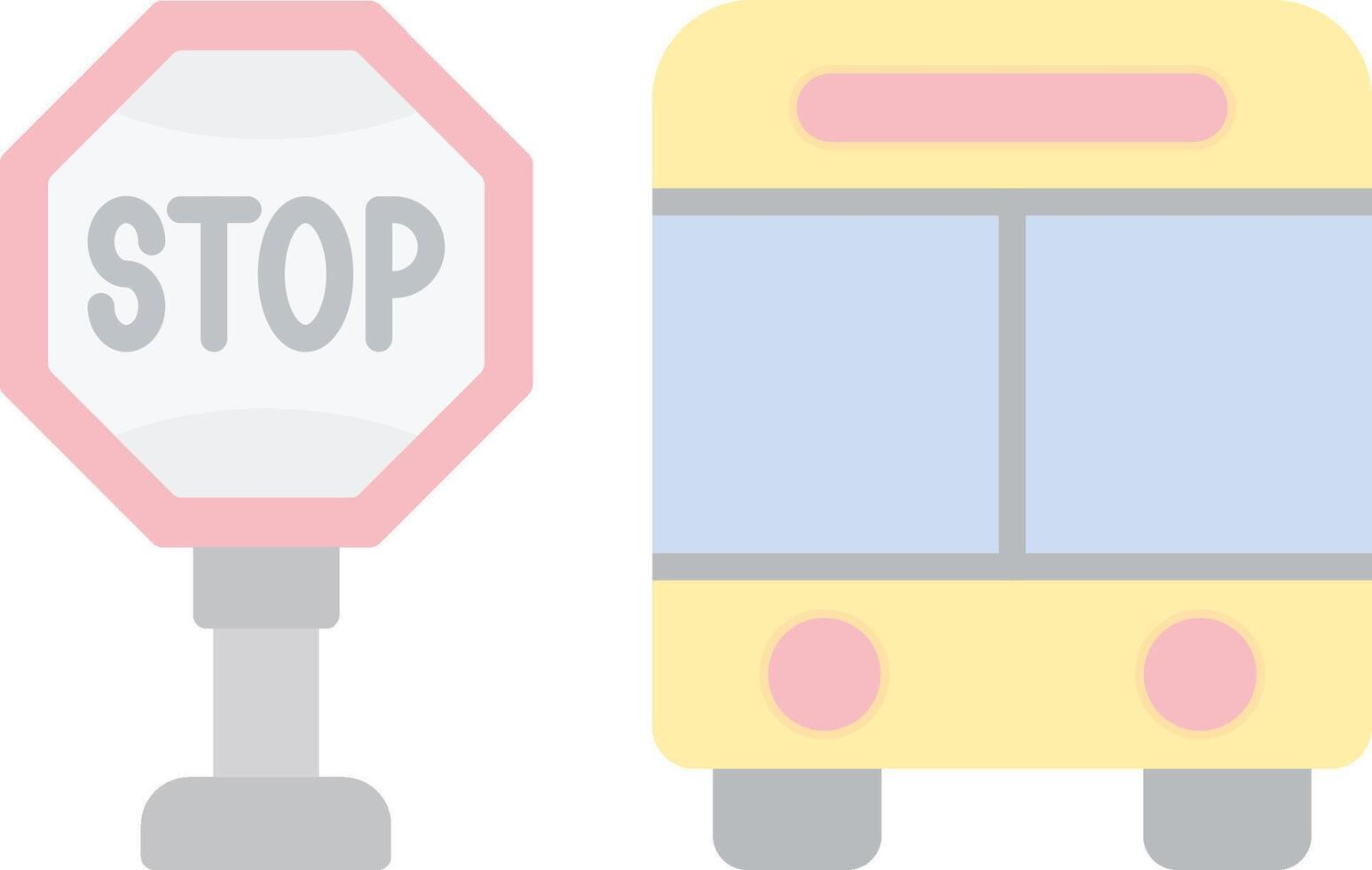 autobus fermare piatto leggero icona vettore