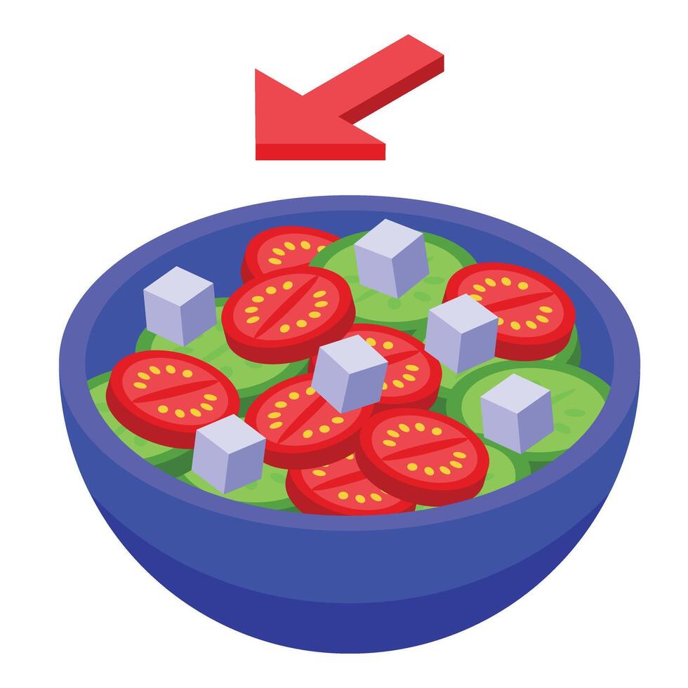 consegna fresco insalata ciotola icona isometrico vettore. drogheria pacchetto vettore