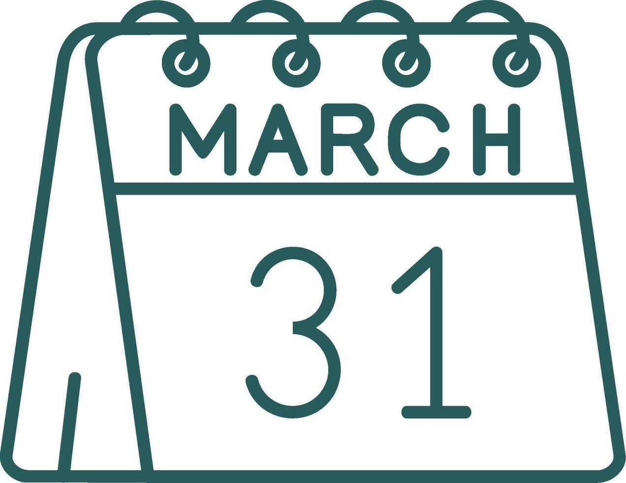 31st di marzo linea pendenza verde icona vettore