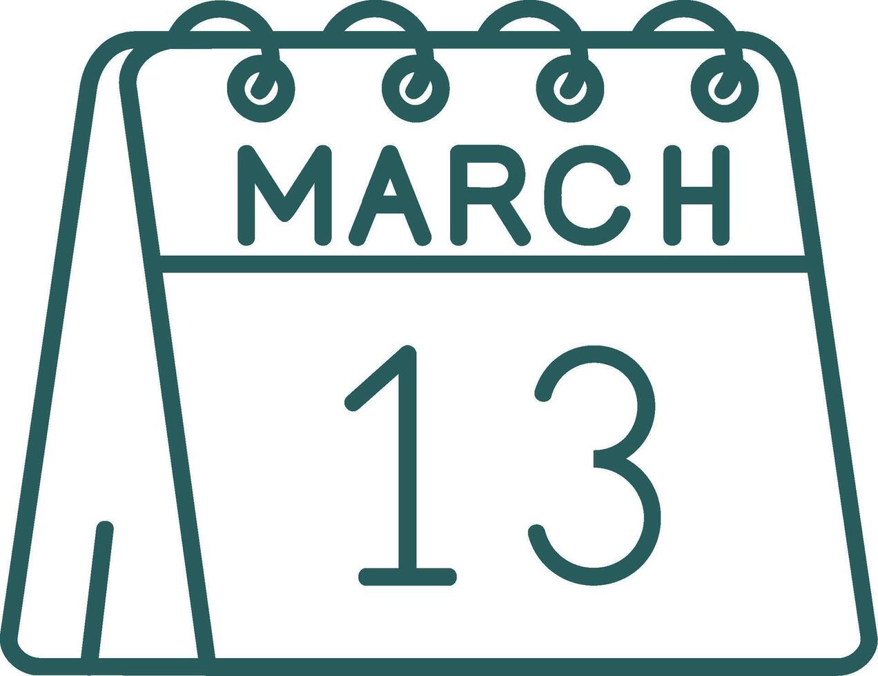 13 ° di marzo linea pendenza verde icona vettore