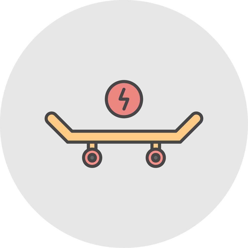 skateboard linea pieno leggero cerchio icona vettore