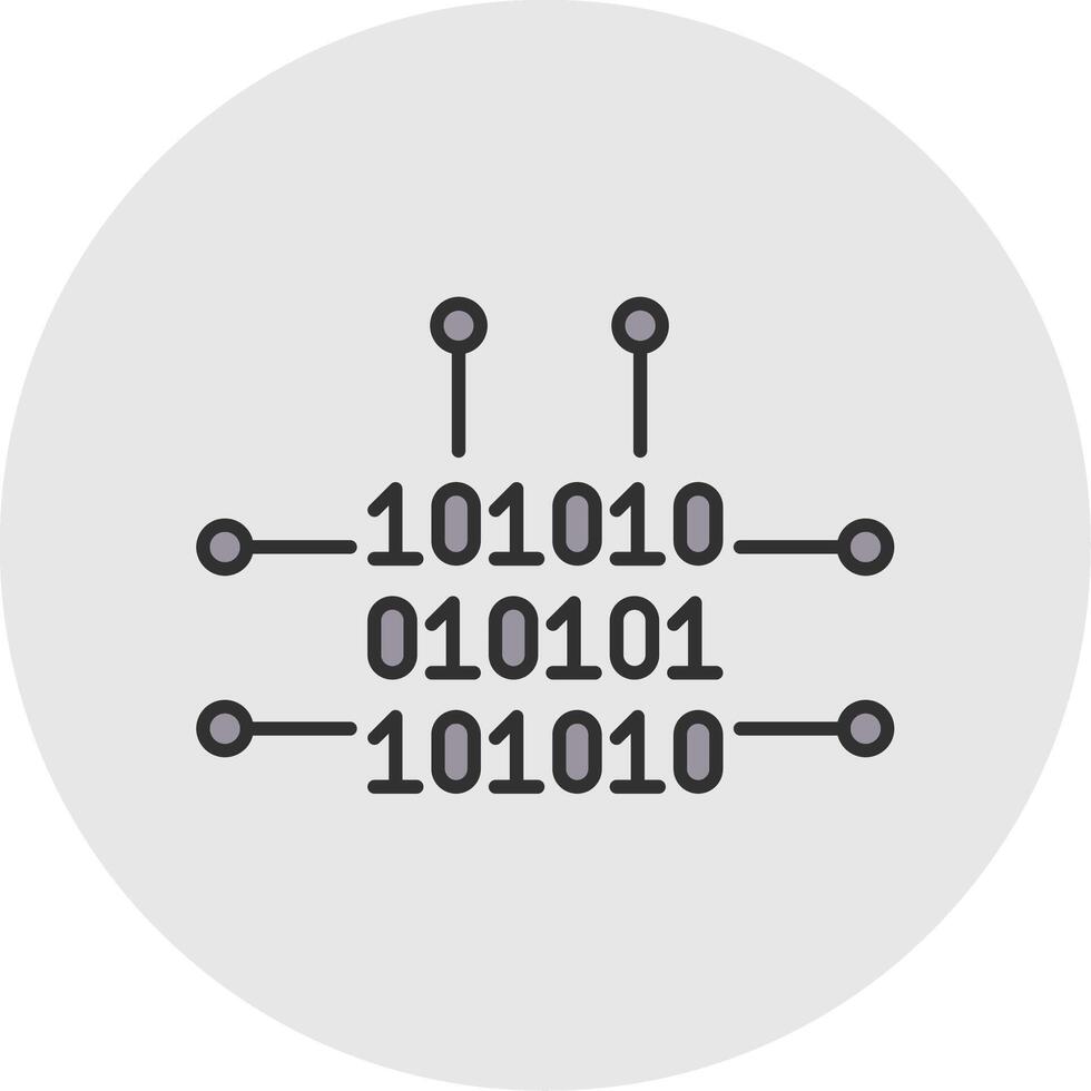 binario codice linea pieno leggero cerchio icona vettore