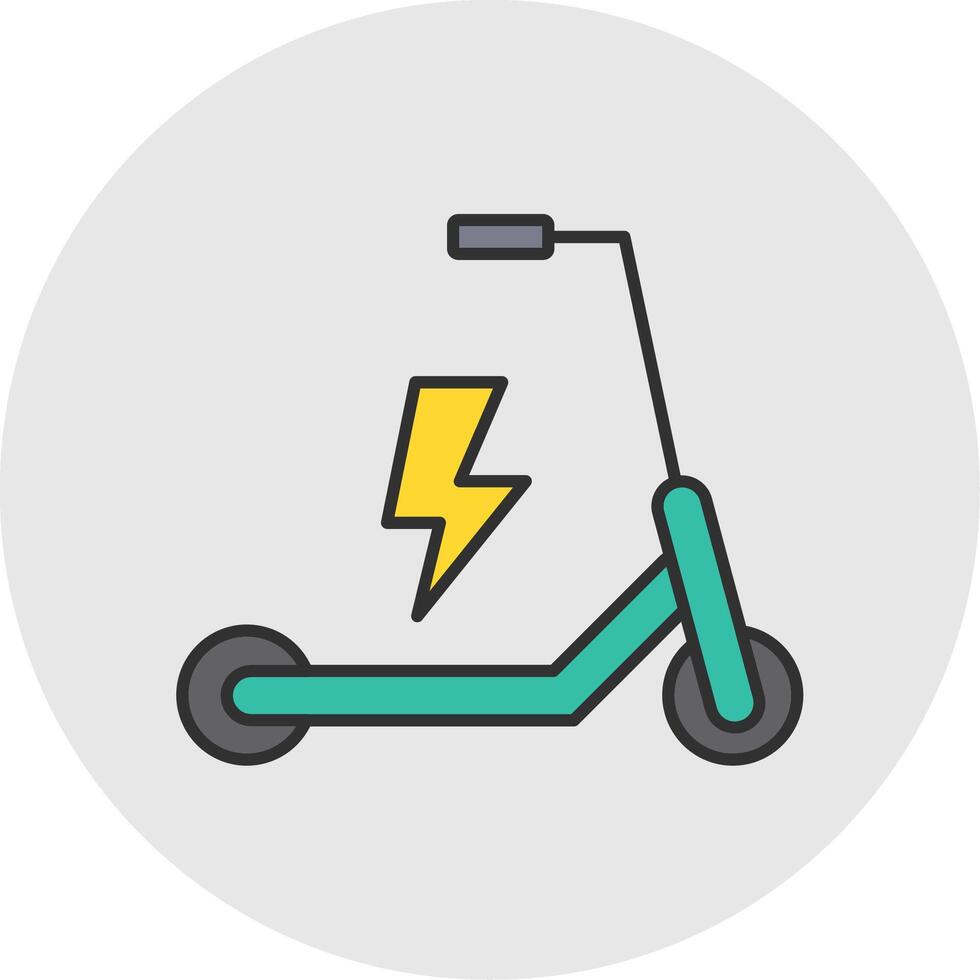 elettrico scooter linea pieno leggero cerchio icona vettore