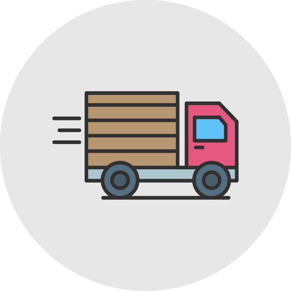 carico camion linea pieno leggero cerchio icona vettore