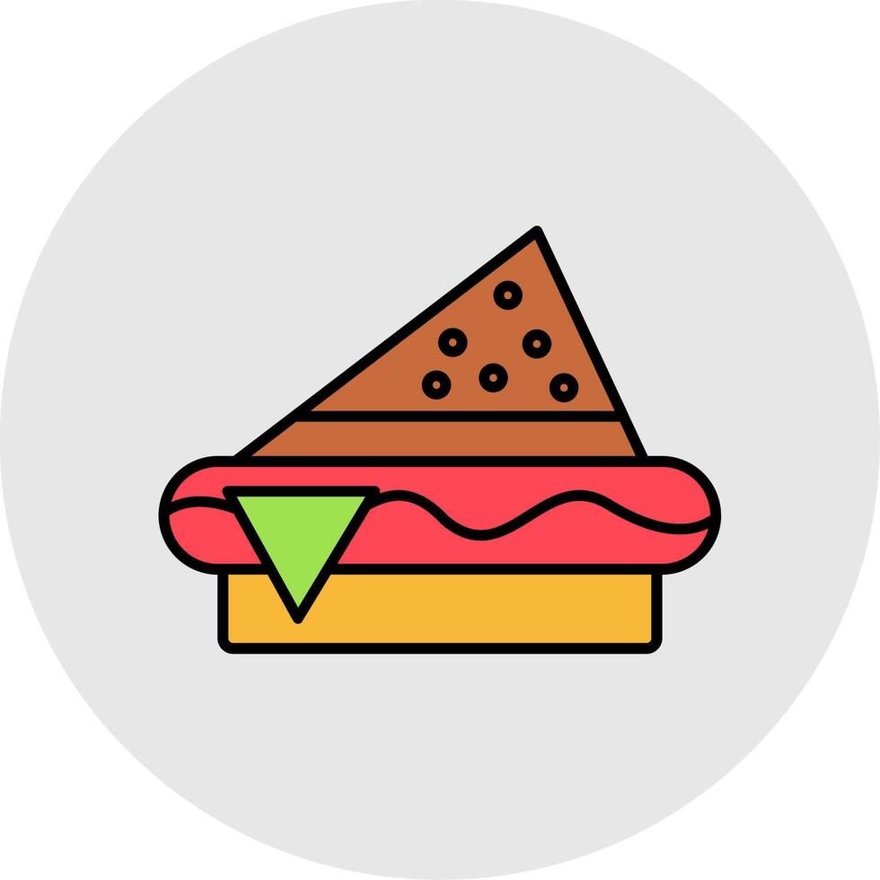 Sandwich linea pieno leggero cerchio icona vettore