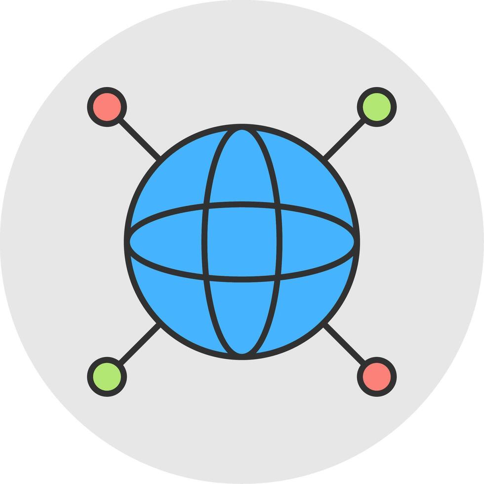 Internet linea pieno leggero cerchio icona vettore