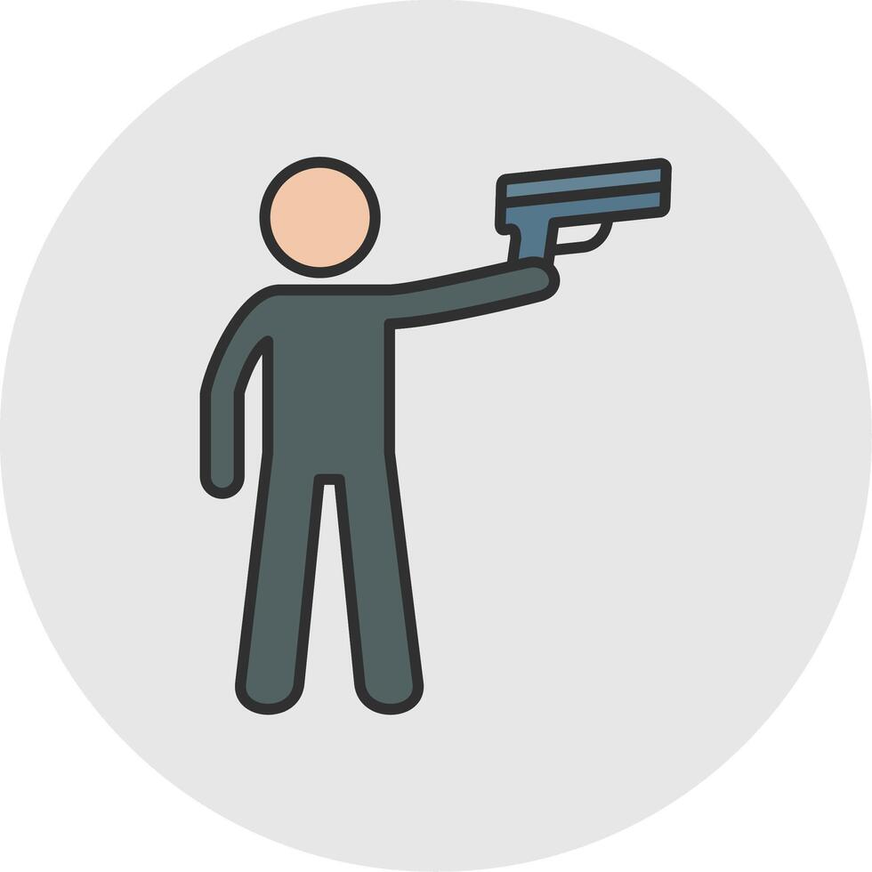 poliziotto Tenere pistola linea pieno leggero cerchio icona vettore