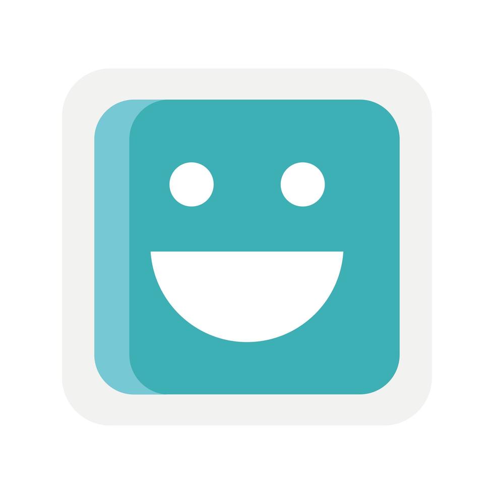 faccina felice quadrata emoji blu vettore