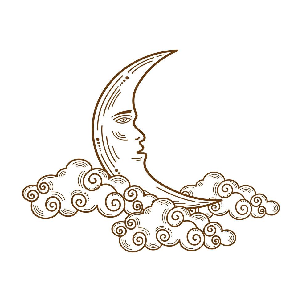 luna e nuvole vettore