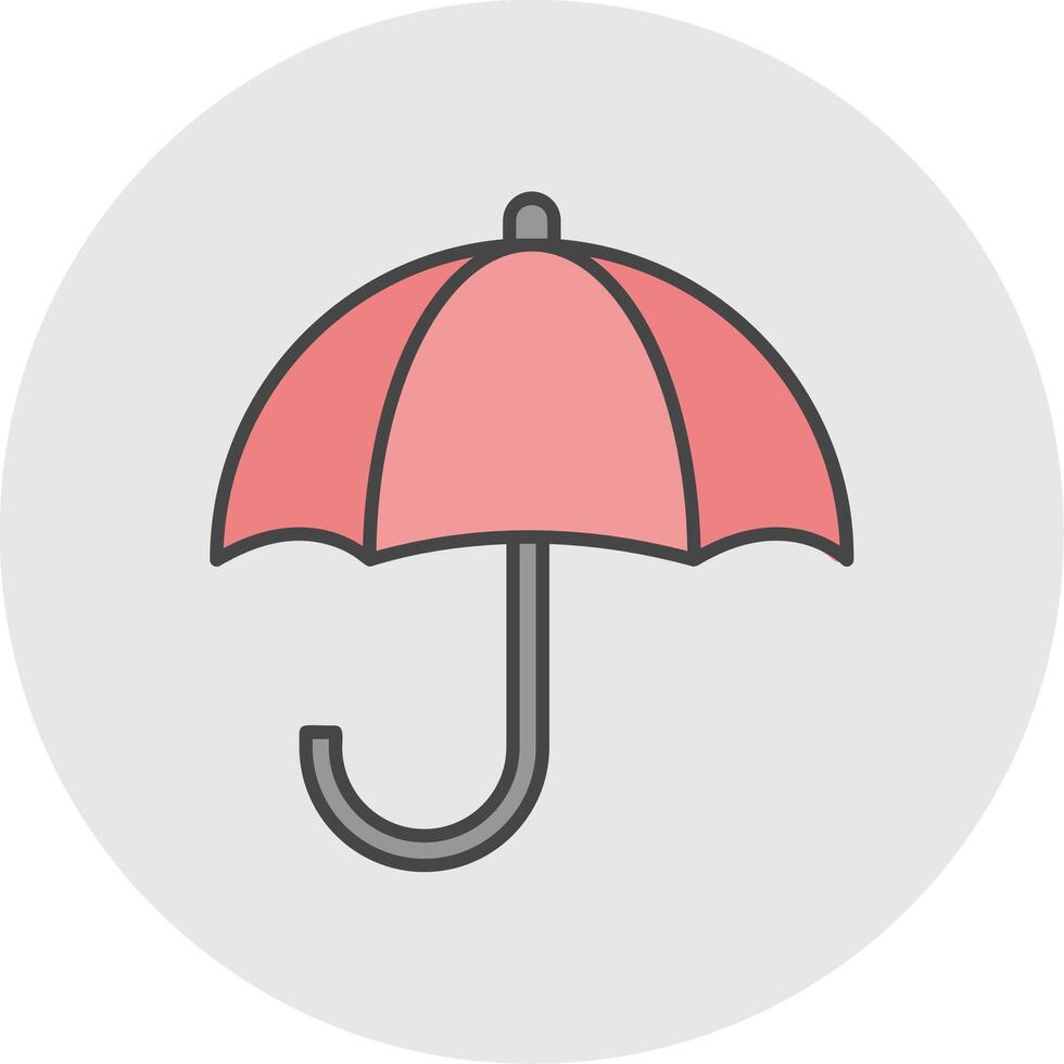 ombrello linea pieno leggero cerchio icona vettore