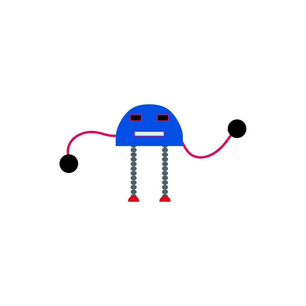 un' robot con un' blu testa e rosso braccia vettore