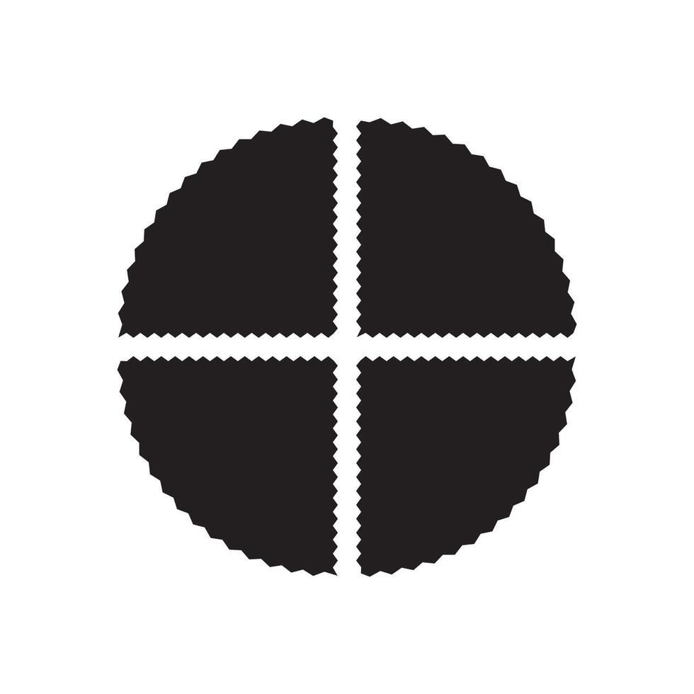 zigzag bordo squartato cerchio icone. impostato di 4 nero quadrante forme con frastagliato bordi. isolato su un' bianca sfondo. vettore