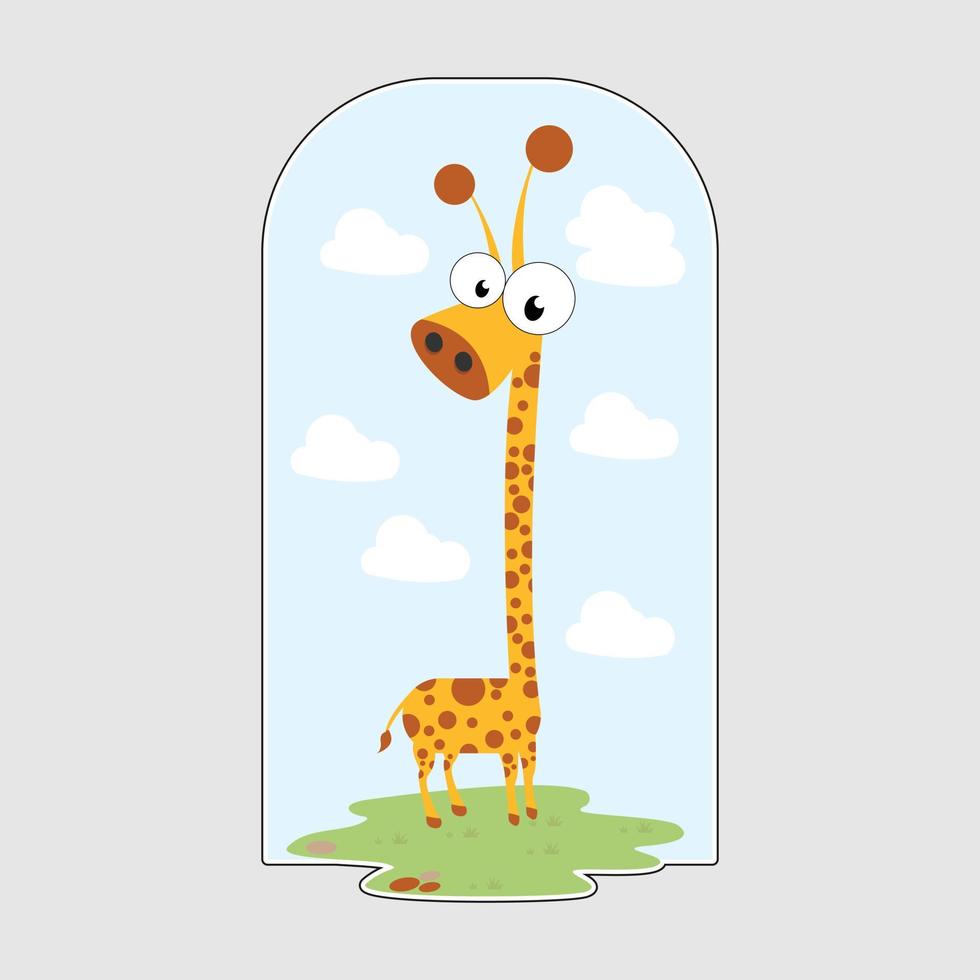 simpatica illustrazione di cartone animato animale giraffa vettore