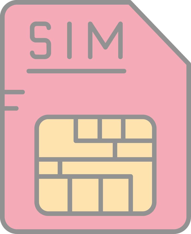 sim linea pieno leggero icona vettore