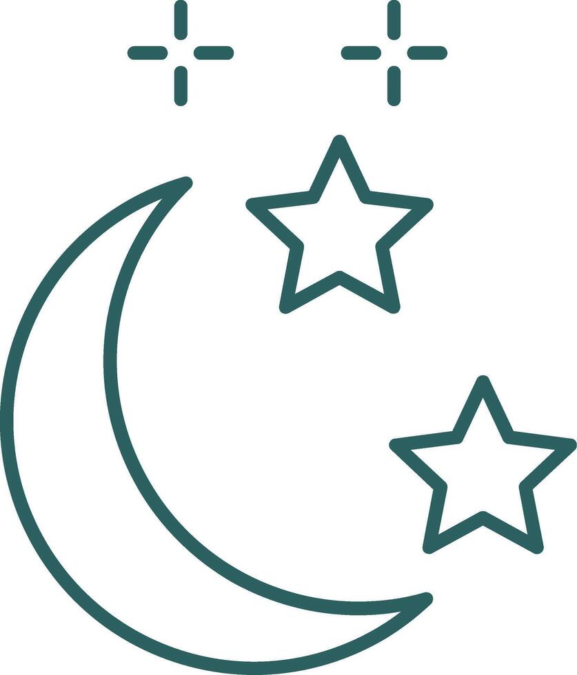 Luna e stella linea pendenza icona vettore