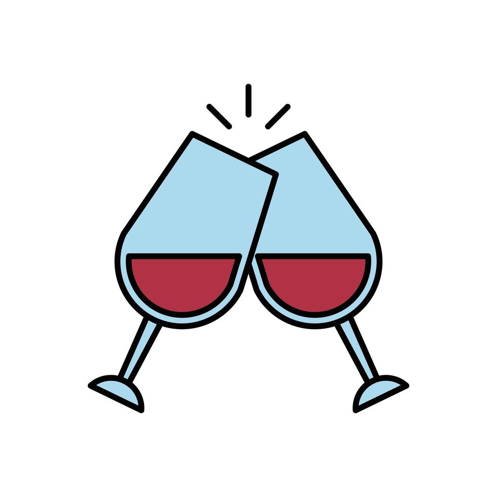 bicchieri di vino bicchieri brindisi icona vettore