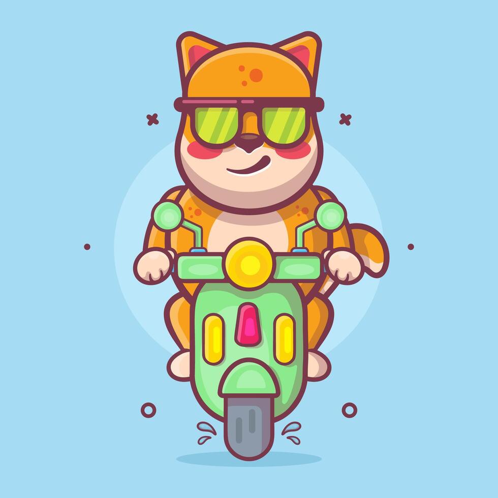 freddo shiba inu cane animale personaggio portafortuna equitazione scooter motociclo isolato cartone animato vettore