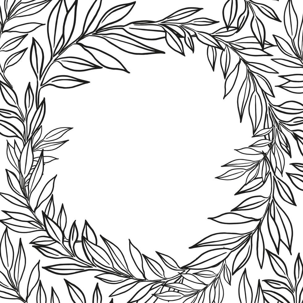 mano disegnato vettore impianti, brunch di fiori, schizzo di foglie, erbe aromatiche, erba, inchiostrato silhouette di foglie, monocromatico illustrazione isolato su bianca sfondo